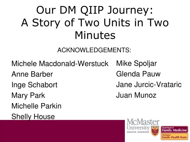 our dm qiip journey a story of two units in two minutes