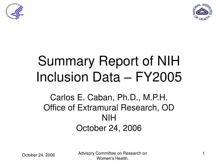 summary report of nih inclusion data fy2005