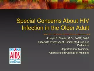 Special Concerns About HIV Infection in the Older Adult