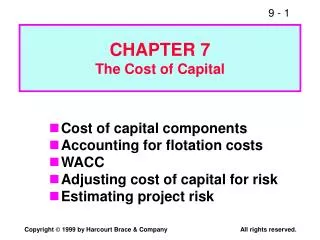 CHAPTER 7 The Cost of Capital