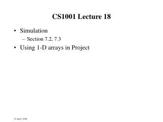 CS1001 Lecture 18
