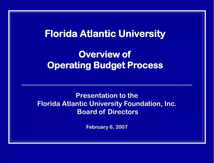 florida atlantic university overview of operating budget process