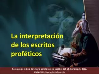 Resumen de la Guía de Estudio para la Escuela Sabática del 14 de marzo del 2009.