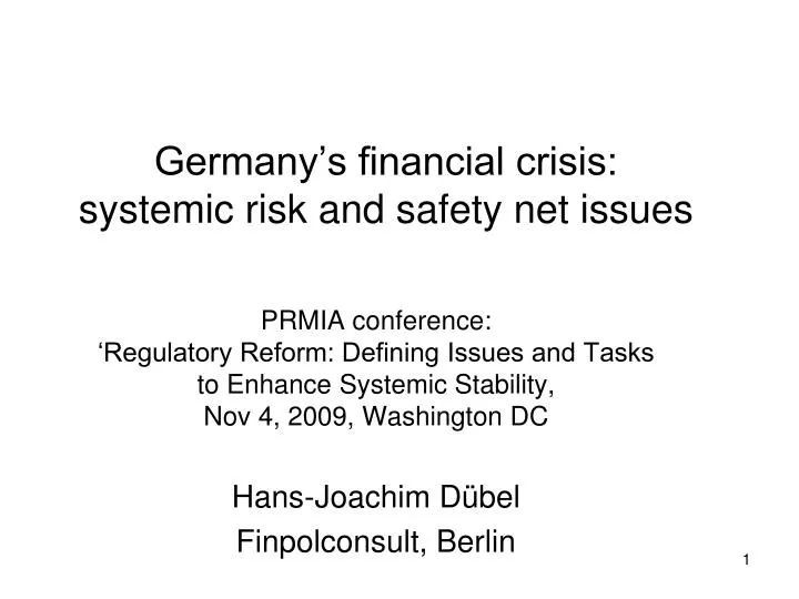 germany s financial crisis systemic risk and safety net issues