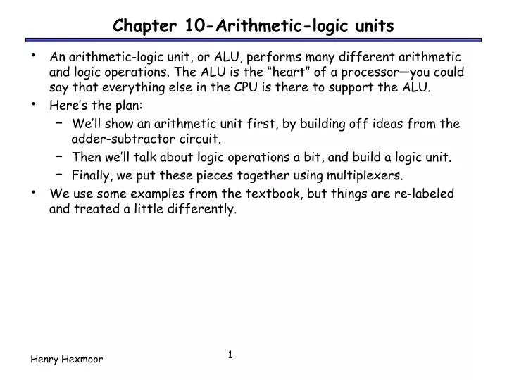 chapter 10 arithmetic logic units