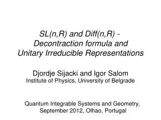 SL(n,R) and Diff(n,R) -  Decontraction formula and Unitary Irreducible Representations