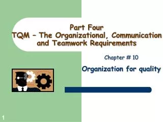 Part Four TQM – The Organizational, Communication and Teamwork Requirements