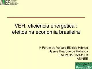 VEH, eficiência energética : efeitos na economia brasileira