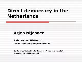 Direct democracy in the Netherlands