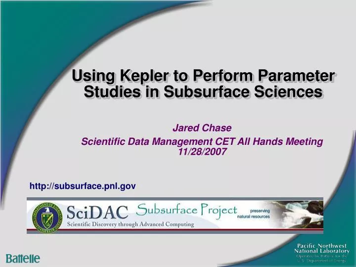 using kepler to perform parameter studies in subsurface sciences