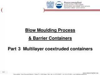 Blow Moulding Process &amp; Barrier Containers Part 3 Multilayer coextruded containers