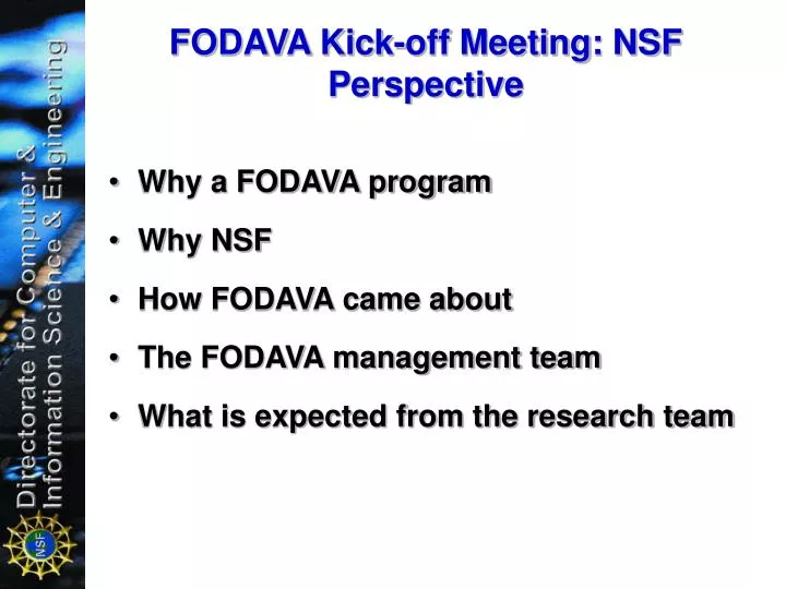 fodava kick off meeting nsf perspective