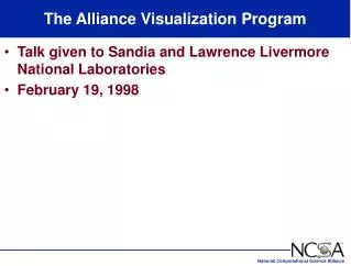 The Alliance Visualization Program