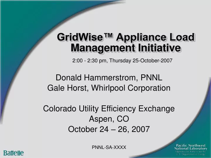 gridwise appliance load management initiative