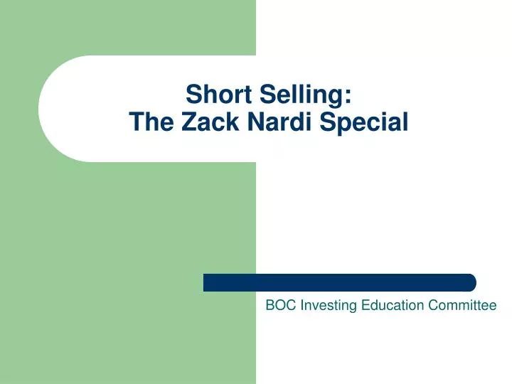 short selling the zack nardi special
