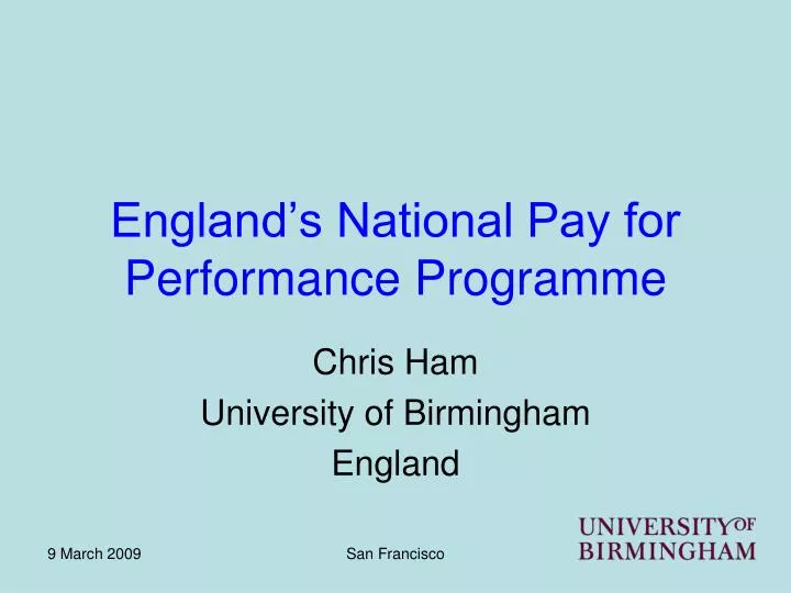 england s national pay for performance programme