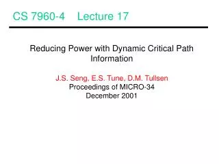 CS 7960-4 Lecture 17