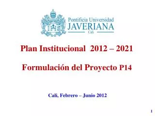 Plan Institucional 2012 – 2021 Formulación del Proyecto P14