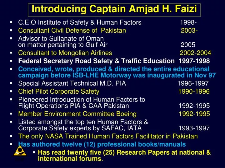 introducing captain amjad h faizi