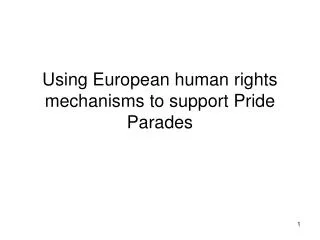 Using European human rights mechanisms to support Pride Parades