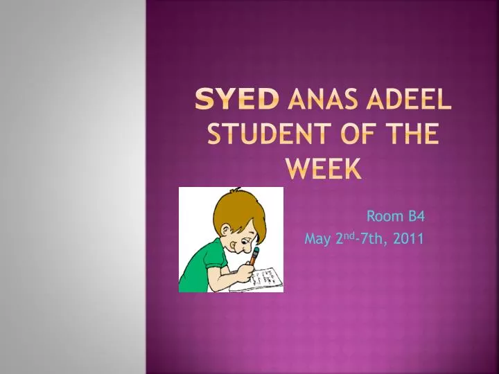 syed anas adeel student of the week