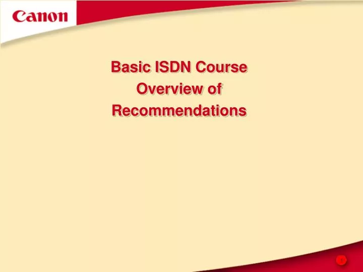 basic isdn course overview of recommendations