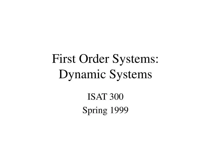 first order systems dynamic systems