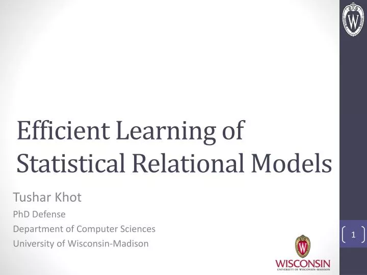 efficient learning of statistical relational models