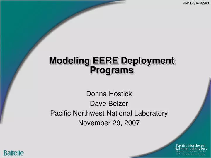 modeling eere deployment programs