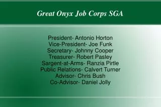 Great Onyx Job Corps SGA