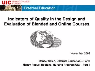 Indicators of Quality in the Design and Evaluation of Blended and Online Courses