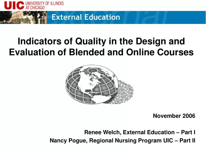 indicators of quality in the design and evaluation of blended and online courses
