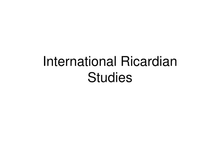 international ricardian studies