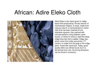 African: Adire Eleko Cloth