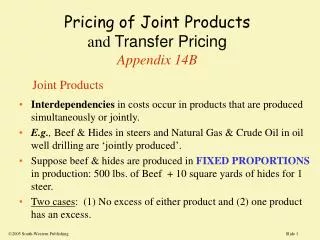 Pricing of Joint Products and Transfer Pricing Appendix 14B