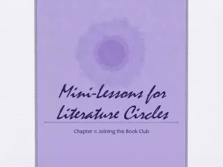 Mini-Lessons for Literature Circles
