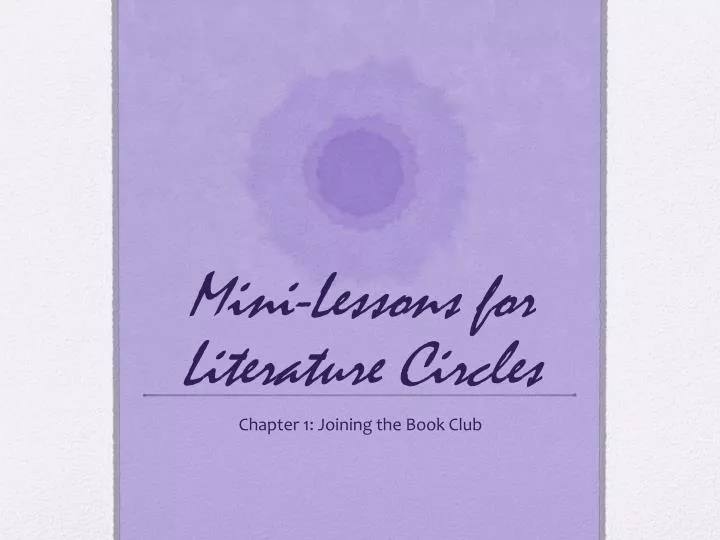mini lessons for literature circles