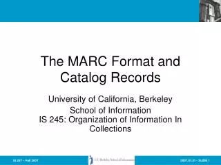 the marc format and catalog records