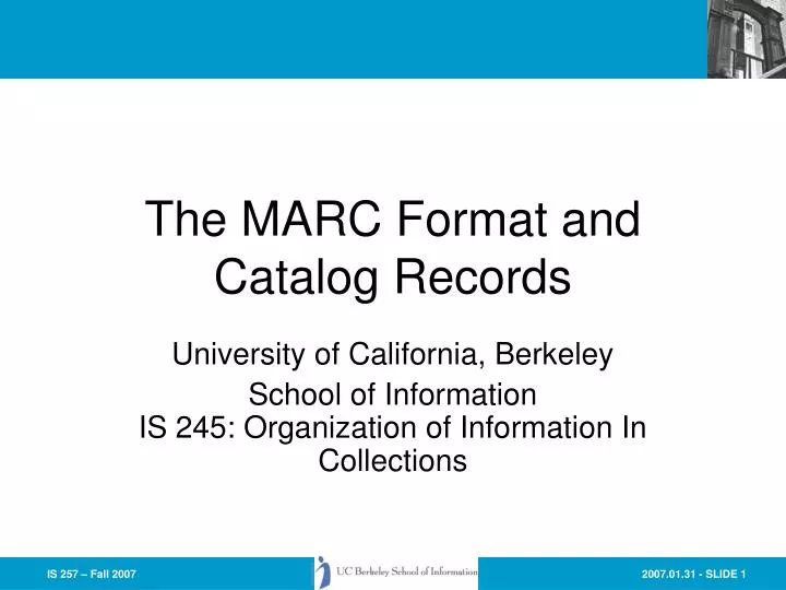 the marc format and catalog records