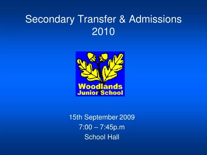 secondary transfer admissions 2010