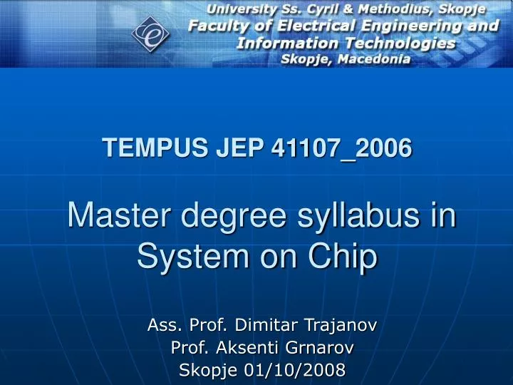 tempus jep 41107 2006 master degree syllabus in system on chip