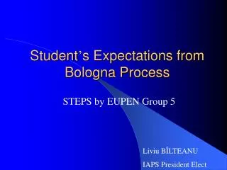 Student ’ s Expectations from Bologna Process