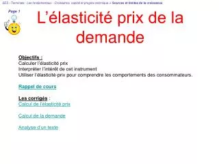 l lasticit prix de la demande