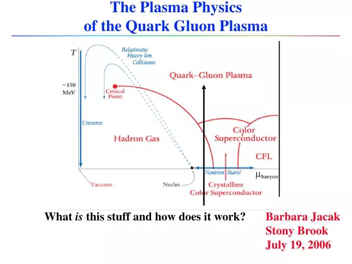 the plasma physics of the quark gluon plasma