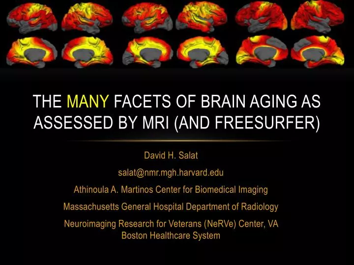 the many facets of brain aging as assessed by mri and freesurfer