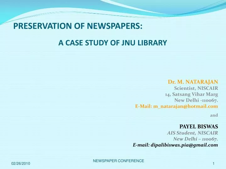 preservation of newspapers a case study of jnu library