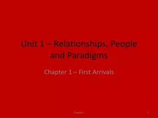 Unit 1 – Relationships, People and Paradigms