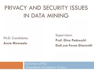 PRIVACY AND security Issues IN Data Mining