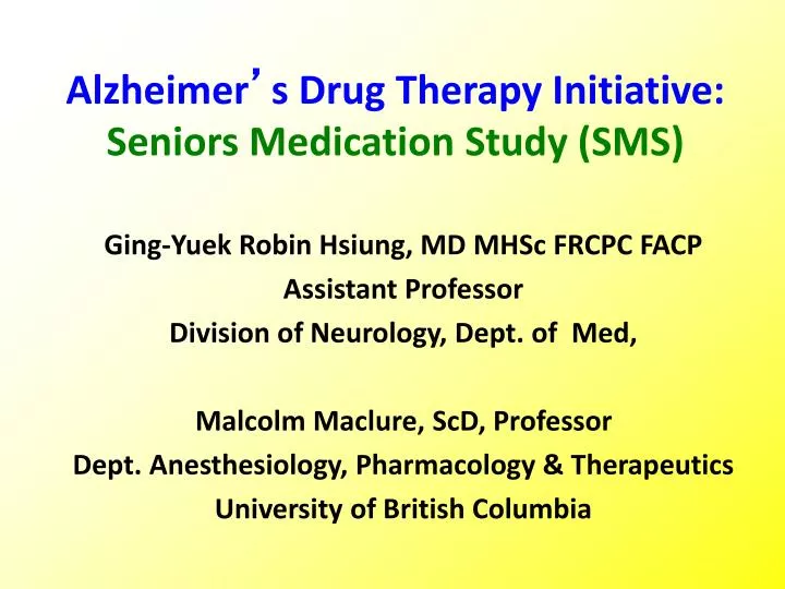 alzheimer s drug therapy initiative seniors medication study sms