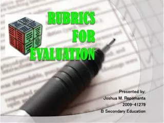 Rubrics for evaluation